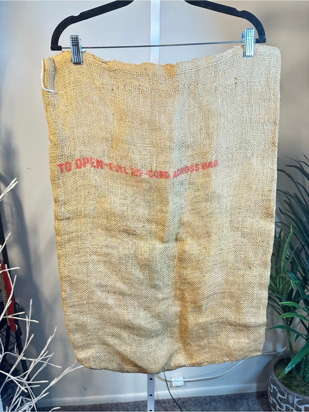 A4. ARRA Potatoes Burlap Sack Wall Hanging - Yellow Red Blue